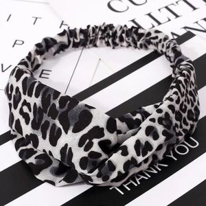 Snow White Leopard Twist Knot Silk Headband!